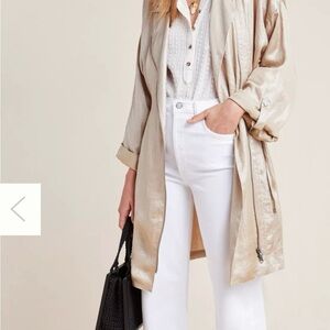 Anthropologie Champagne Anorak Lightweight Metallic Jacket Women’s Size Small